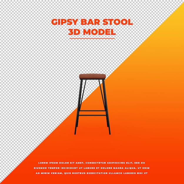 Taburete de bar gitano modelo 3d aislado