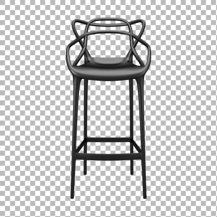 PSD un taburete de bar negro alto con un diseño moderno y un acabado elegante ideal para cocinas o bares contemporáneos