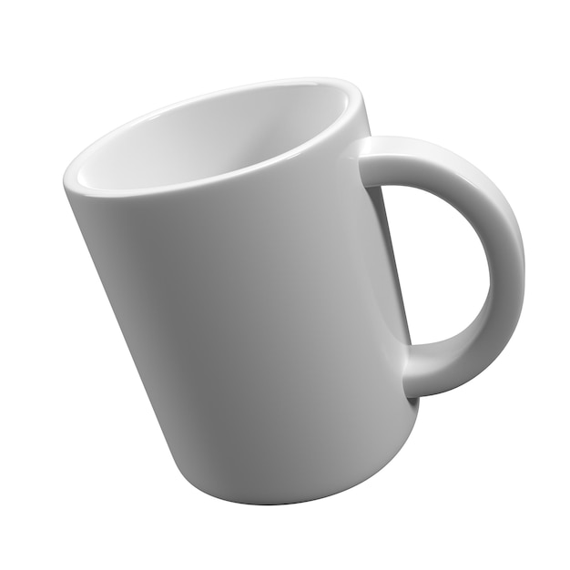Taça de café branca limpa em fundo branco