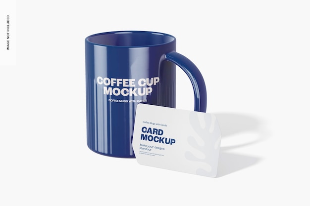 Taça de café com cartão de visita Mockup, vista direita