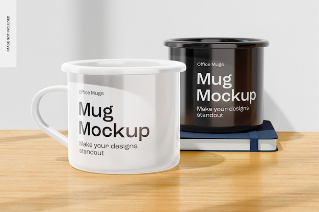 Taças em mockup de espaço de escritório