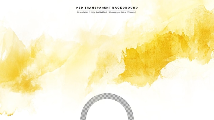 PSD une tache d'aquarelle jaune vif sur fond blanc abstraite