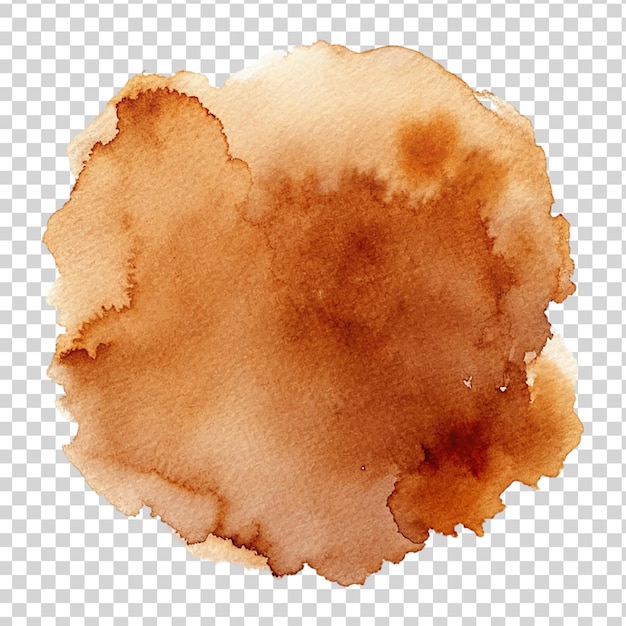 PSD tache brune d'aquarelle isolée sur un fond transparent