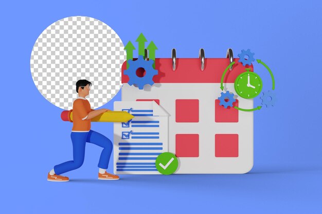 Tâche sur le calendrier Illustration 3D