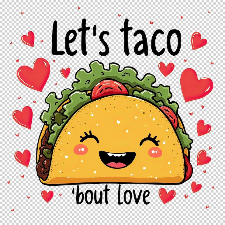 PSD taco con amore illustrazione vettoriale isolata su uno sfondo trasparente