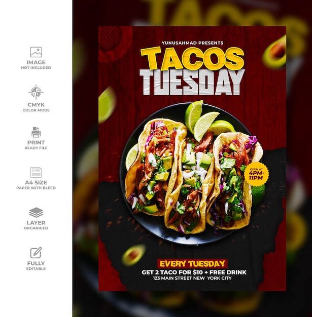 Taco-Flyer lateinamerikanisches mexikanisches Essen Instagram-Banner-Vorlage