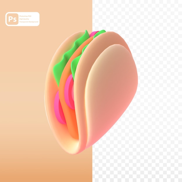 Taco in rendering 3d per la presentazione web di risorse grafiche o altro