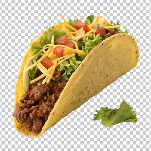 Taco piccante con carne di manzo stagionata formaggio tritato e lattuga in una tortilla di mais
