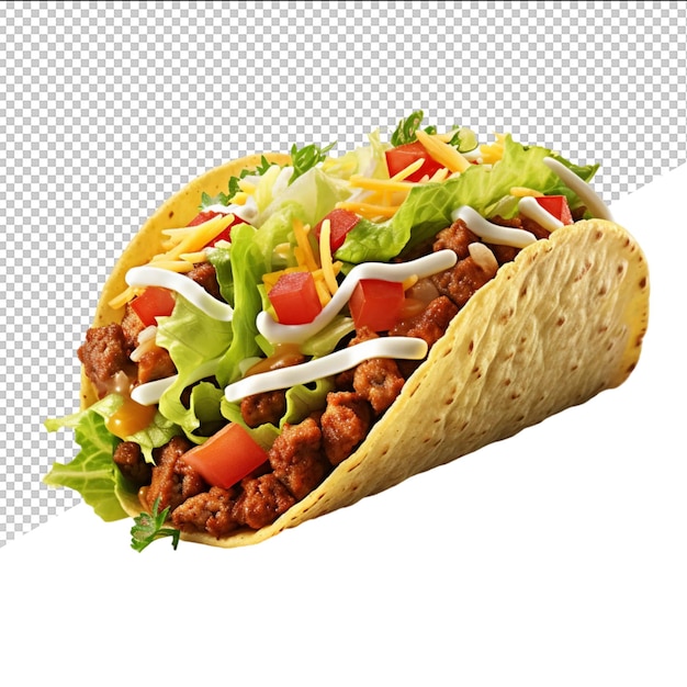 PSD un taco avec une tortilla qui dit nachos et laitue