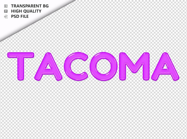 PSD tacoma typography texto roxo vidro brilhante psd transparente