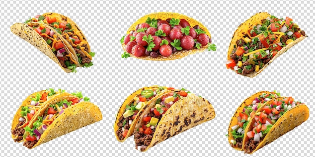 Tacos di pollo grigliato deliziosamente isolati su uno sfondo trasparente