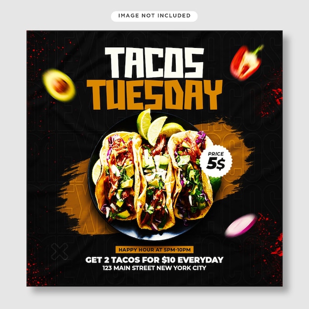 Tacos flyer mexikanisches essen instagram beitragsvorlage