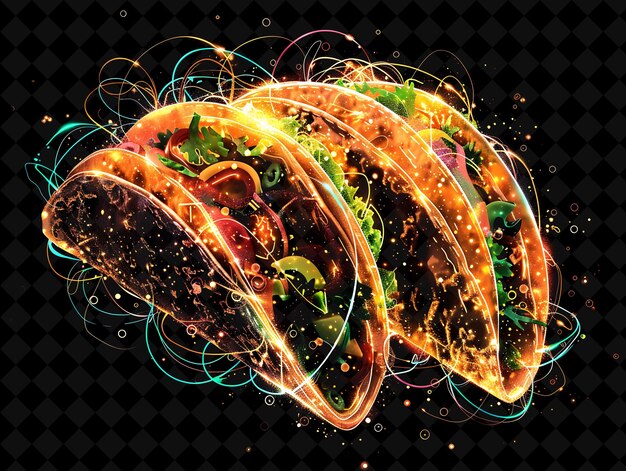 Tacos iluminados luminosos Taco conchas flotantes y giratorias Color neón Comida Bebida Colección Y2K