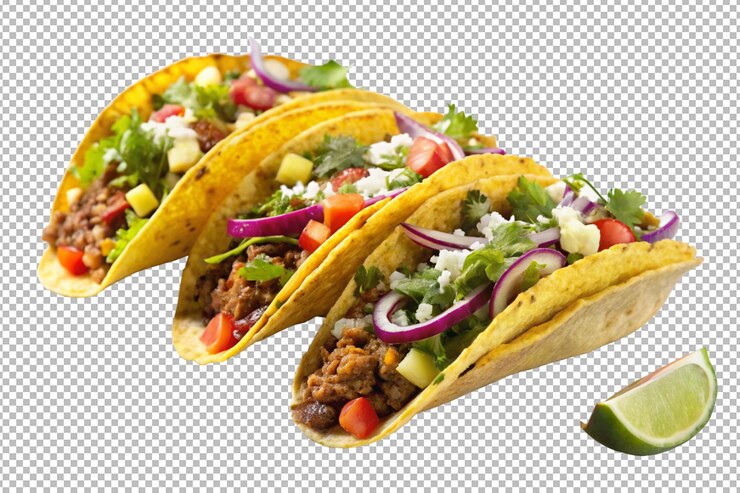 PSD tacos messicani che combinano ripieni salati con tortille croccanti e calde