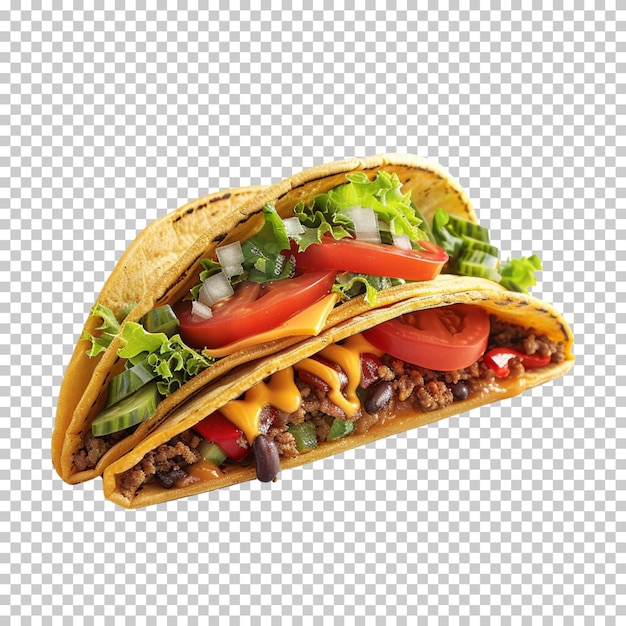 PSD tacos mexicains traditionnels avec de la viande et des légumes tacos de poulet grillés isolés sur le fond