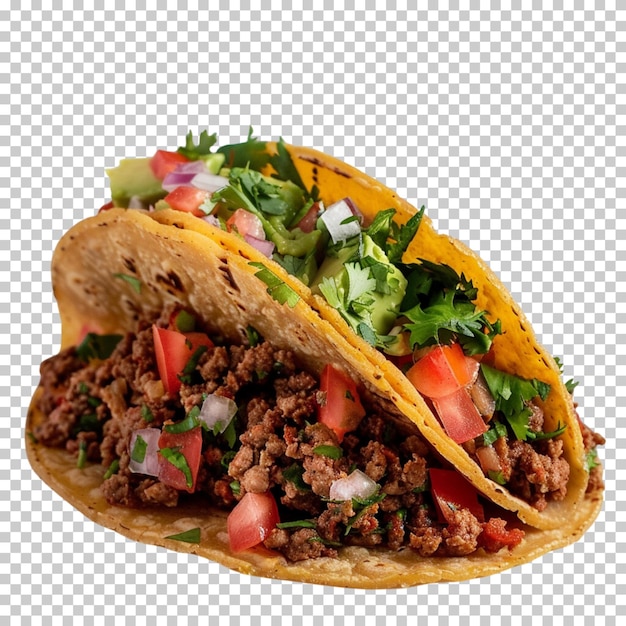 PSD tacos mexicains traditionnels avec de la viande et des légumes tacos de poulet grillés isolés sur le fond