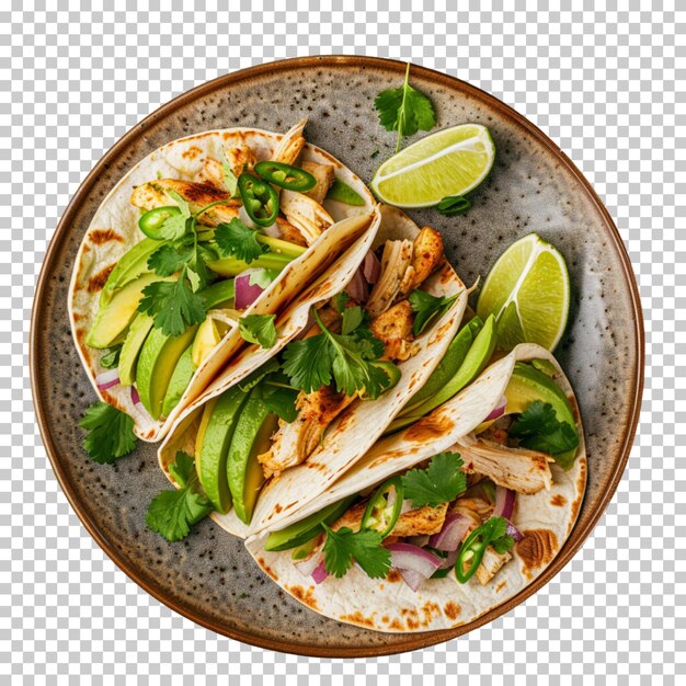 Tacos Mexicains Traditionnels Avec De La Viande Et Des Légumes Tacos De Poulet Grillés Isolés Sur Le Fond