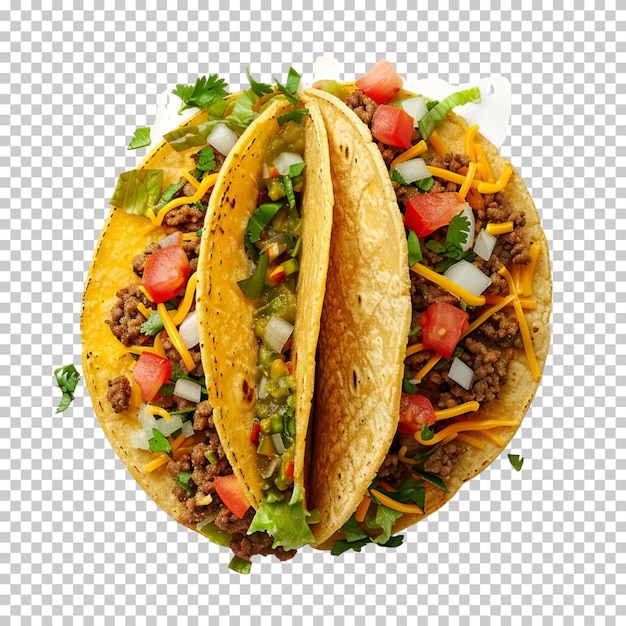 PSD tacos mexicanos tradicionales con carne y verduras tacos de pollo a la parrilla aislados en el fondo