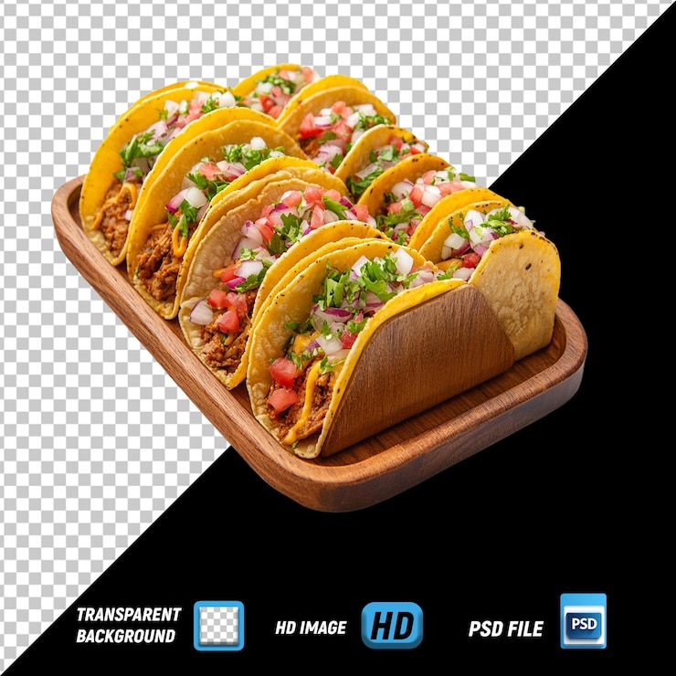 PSD tacos de pescado con concha crujiente