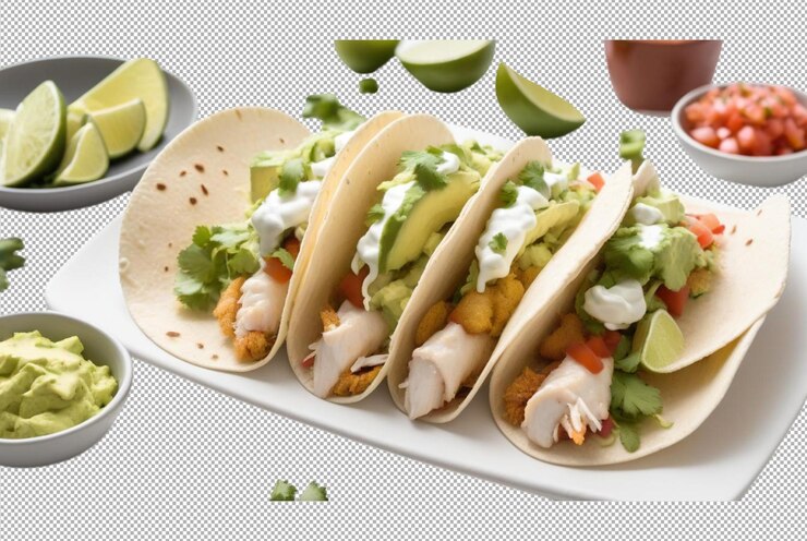 PSD tacos de pescado perfectamente asados para una crujiente crujiente