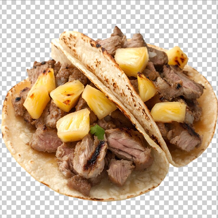 PSD tacos con pollo y verduras aislados sobre un fondo blanco y transparente
