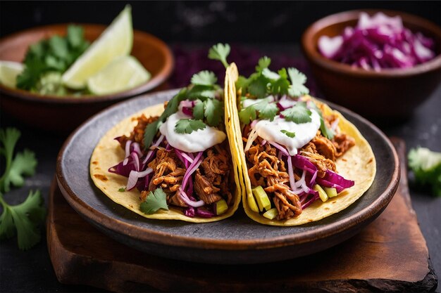 Tacos tradizionali messicani con succose carnitas