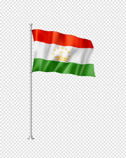 Tadschikistan-flagge 3d-illustration isoliert auf weiß