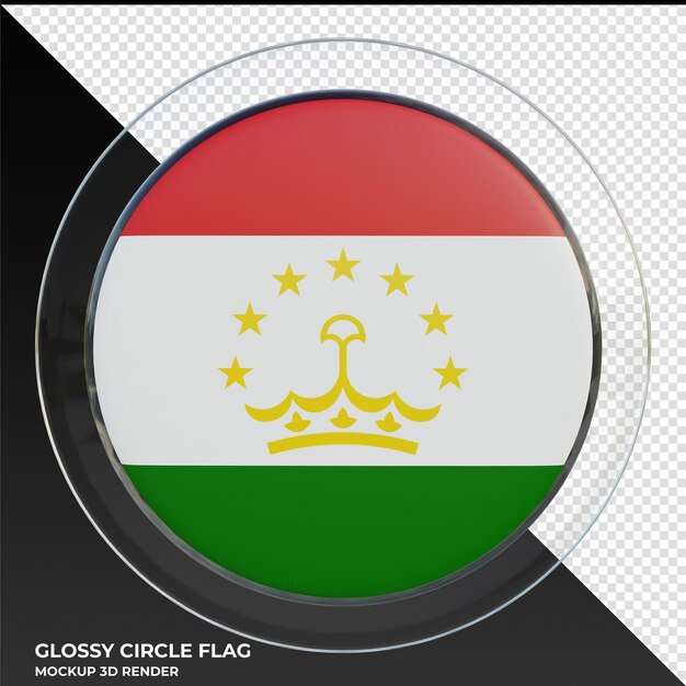 PSD tadschikistan realistische 3d-texturierte glänzende kreisflagge