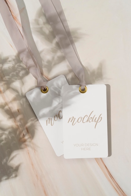 Tag con mockup di design a nastro