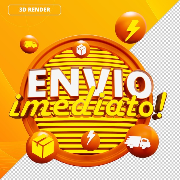 Tag Rendu 3d Livraison Express Laranja Orange