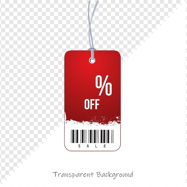 Tag vendita rossa con percentuale di sconto e codice a barre