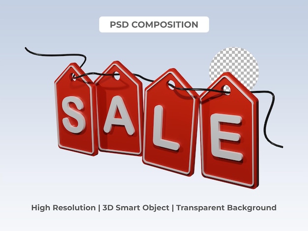 PSD tag verkauf 3d-rendering transparenter hintergrund