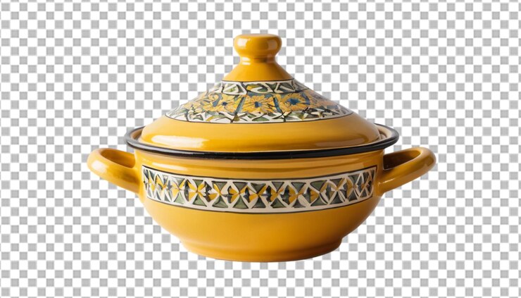 PSD tagine de cerámica amarilla con estilo de tapa