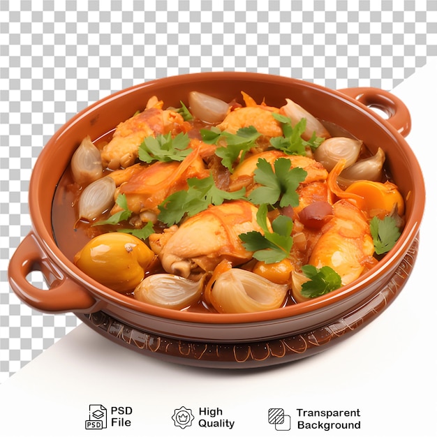 PSD tagine avec de la viande de poulet et des légumes isolés sur un fichier png à fond transparent