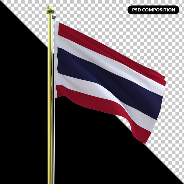 Tailandia bandera nacional aislado 3d premium psd