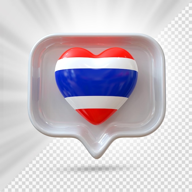 tailandia, corazón, bandera, 3d