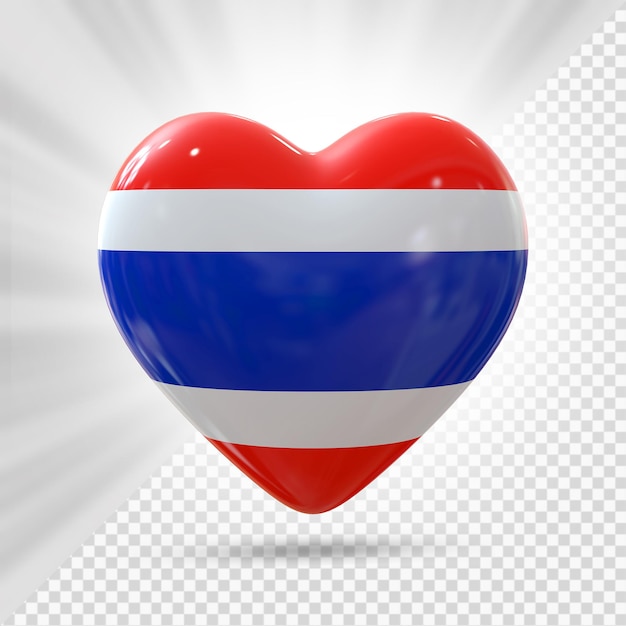 tailandia, corazón, bandera, 3d