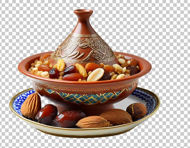 PSD tajine festivo marroquino tradicional com nozes e tâmaras