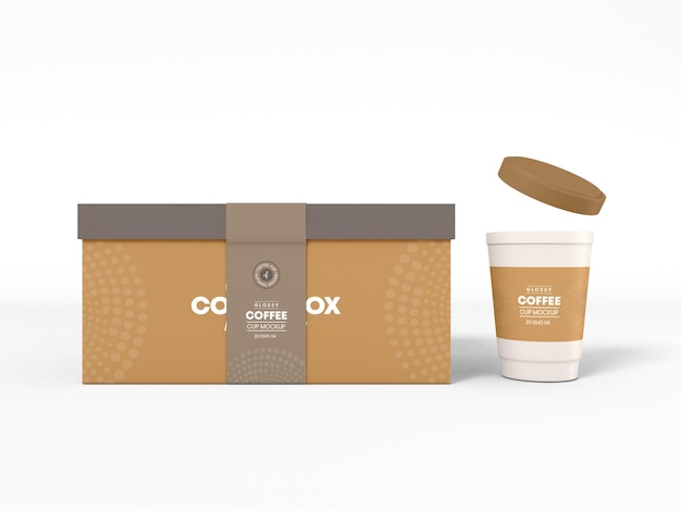 Take Away Paper Coffee Cup Box Packaging Mockup