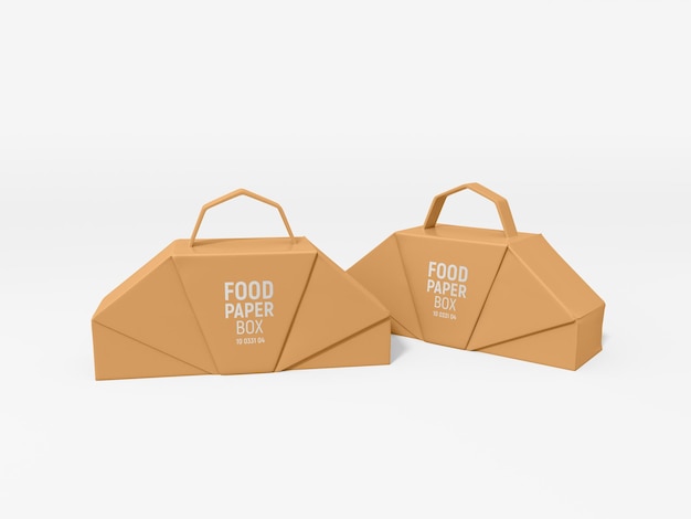 Take away paper food box packaging mockup