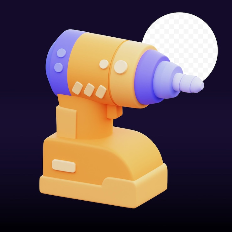 PSD taladro eléctrico ilustración 3d