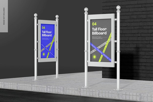 Tall floor billboards mockup