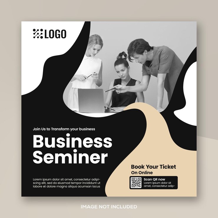 Taller de negocios corporativos o seminario folleto de póster PSD con banner o post cuadrado en las redes sociales