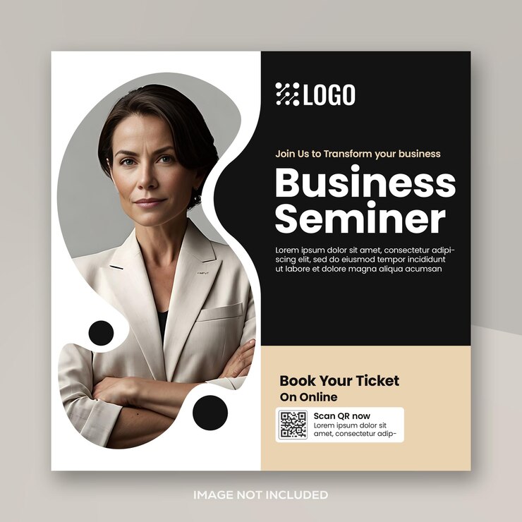 Taller de negocios corporativos o seminario folleto de póster PSD con banner o post cuadrado en las redes sociales