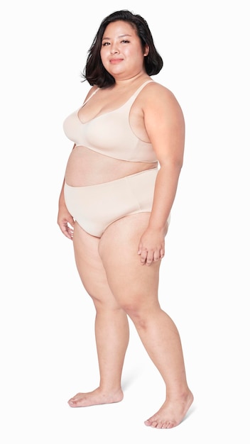 tamanho psd inclusive mulheres39s lingerie beige mockup estúdio filmado