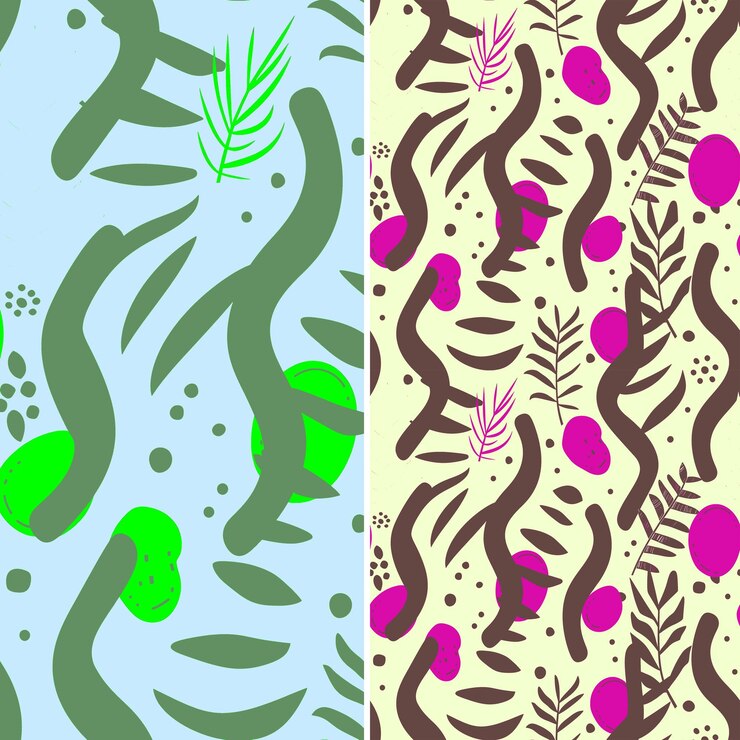 PSD tamarindo con vaina curva y diseño rústico con pat geométrico vector de patrón de fruta tropical único