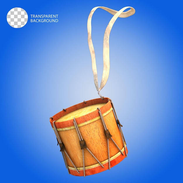 un tambor con una correa aislada ilustración de renderizado 3D