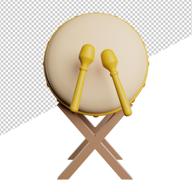 Tambour Ramadan Mubarak Vue De Face Rendu 3d Illustration Icône Fond Transparent