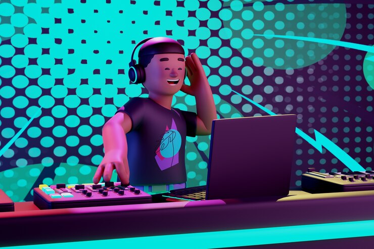 PSD tampilan 3d karakter dj