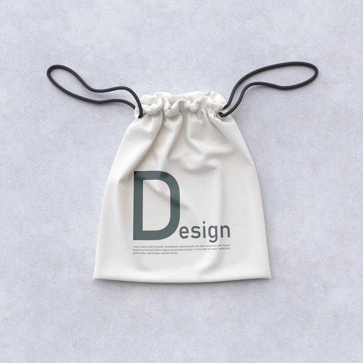 PSD tampilan depan mockup tas tekstil
